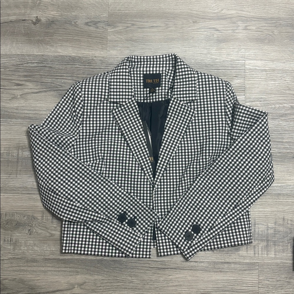 TRUTH BY REPUBLIC Womens Checkered Blazer Jacket NWT - Picture 8 of 9